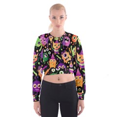 Fun Halloween Monsters Cropped Sweatshirt by Grandong