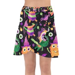 Fun Halloween Monsters Wrap Front Skirt by Grandong