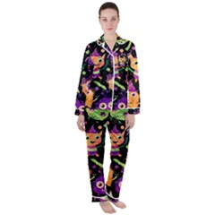 Fun Halloween Monsters Women s Long Sleeve Satin Pajamas Set	 by Grandong