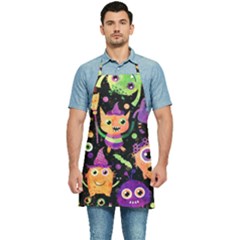 Fun Halloween Monsters Kitchen Apron by Grandong