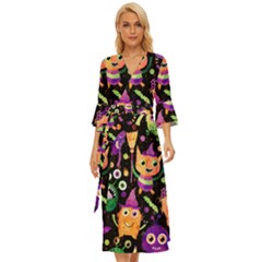 Fun Halloween Monsters Midsummer Wrap Dress by Grandong