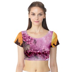 24 Rise  Short Sleeve Crop Top by Asomg