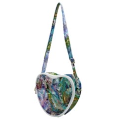 Flowing Patterns Heart Shoulder Bag by kaleidomarblingart