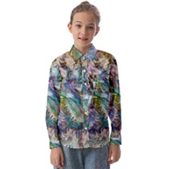 Flowing Patterns Kids  Long Sleeve Shirt by kaleidomarblingart