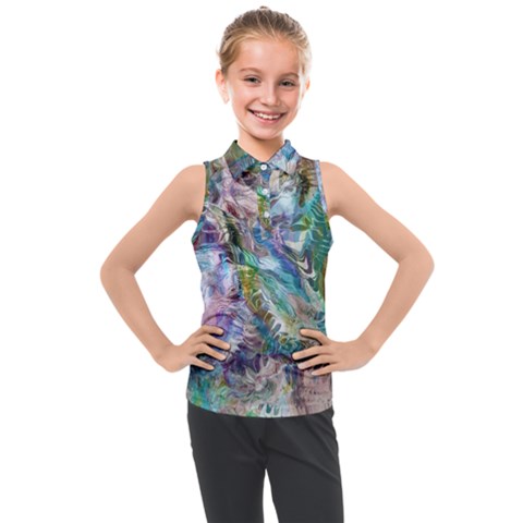 Flowing Patterns Kids  Sleeveless Polo T-shirt by kaleidomarblingart