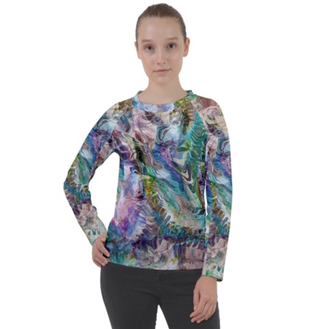 Flowing Patterns Women s Long Sleeve Raglan T-shirt by kaleidomarblingart