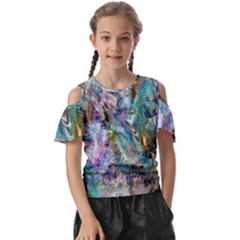 Flowing Patterns Kids  Butterfly Cutout T-shirt by kaleidomarblingart