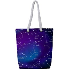 Realistic Night Sky Poster With Constellations Full Print Rope Handle Tote (small) by Grandong