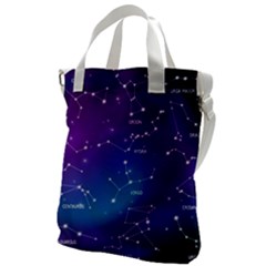 Realistic Night Sky Poster With Constellations Canvas Messenger Bag by Grandong