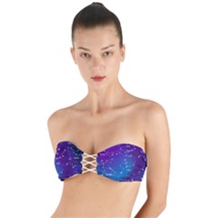 Realistic Night Sky Poster With Constellations Twist Bandeau Bikini Top