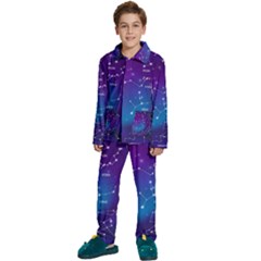 Realistic Night Sky Poster With Constellations Kids  Long Sleeve Velvet Pajamas Set by Grandong