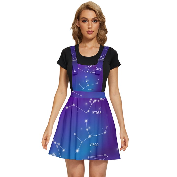 Realistic Night Sky Poster With Constellations Apron Dress