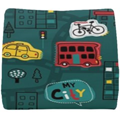 Seamless Pattern Hand Drawn With Vehicles Buildings Road Seat Cushion by Grandong