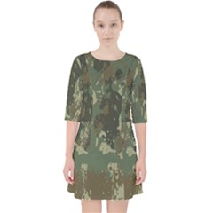 Camouflage Splatters Background Quarter Sleeve Pocket Dress by Grandong