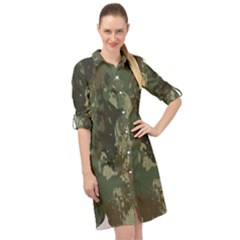 Camouflage Splatters Background Long Sleeve Mini Shirt Dress by Grandong