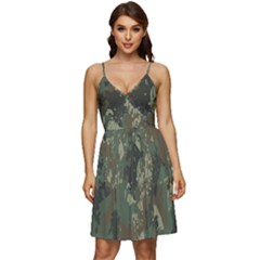 Camouflage Splatters Background V-neck Pocket Summer Dress  by Grandong