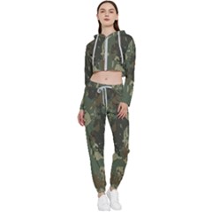 Camouflage Splatters Background Cropped Zip Up Lounge Set by Grandong