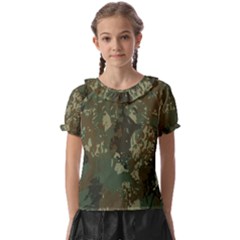 Camouflage Splatters Background Kids  Frill Chiffon Blouse by Grandong