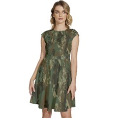 Camouflage Splatters Background Cap Sleeve High Waist Dress by Grandong