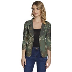 Camouflage Splatters Background Women s One-button 3/4 Sleeve Short Jacket by Grandong