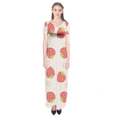 Strawberries Pattern Design Short Sleeve Maxi Dress