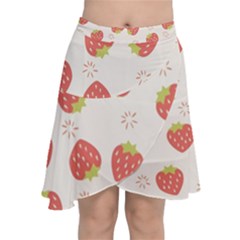 Strawberries Pattern Design Chiffon Wrap Front Skirt by Grandong