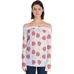 Strawberries Pattern Design Off Shoulder Long Sleeve Top by Grandong