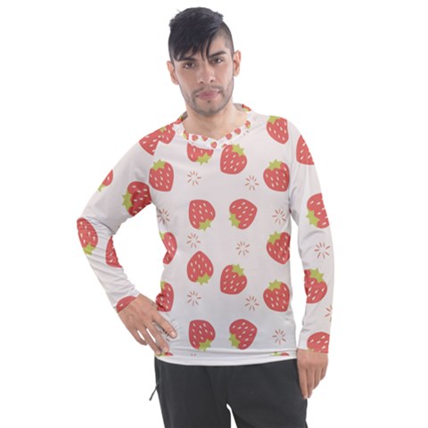 Strawberries Pattern Design Men s Pique Long Sleeve T-shirt by Grandong