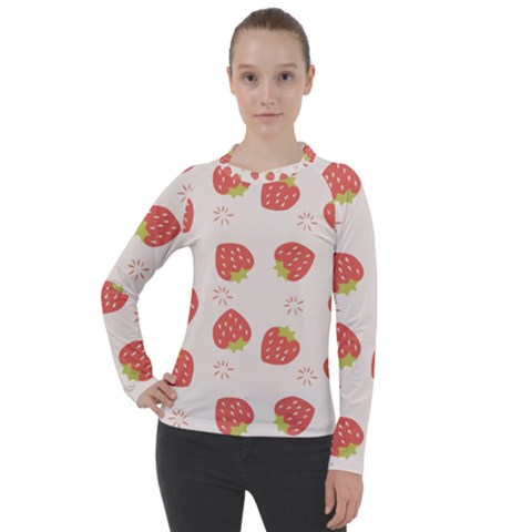 Strawberries Pattern Design Women s Pique Long Sleeve T-shirt by Grandong