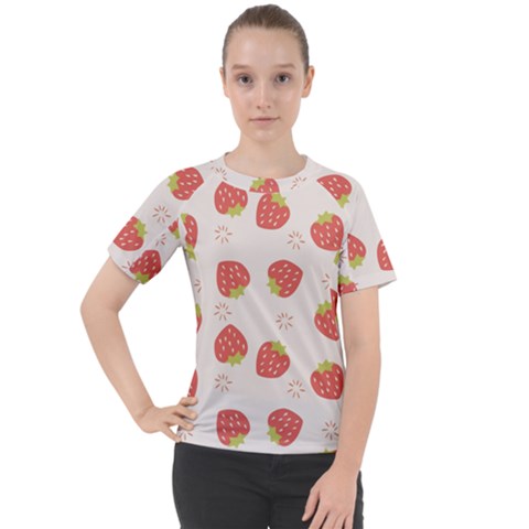 Strawberries Pattern Design Women s Sport Raglan T-shirt by Grandong