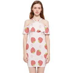 Strawberries Pattern Design Shoulder Frill Bodycon Summer Dress by Grandong