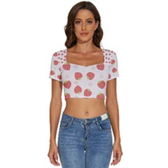 Strawberries Pattern Design Short Sleeve Square Neckline Crop Top  by Grandong