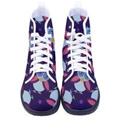 Owl Pattern Background Women s High-top Canvas Sneakers by Grandong