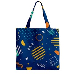 Flat Design Geometric Shapes Background Zipper Grocery Tote Bag by Grandong