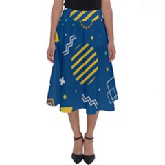 Flat Design Geometric Shapes Background Perfect Length Midi Skirt by Grandong