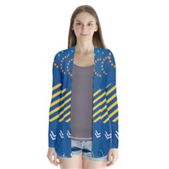 Flat Design Geometric Shapes Background Drape Collar Cardigan by Grandong