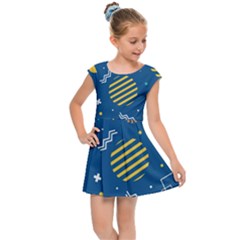 Flat Design Geometric Shapes Background Kids  Cap Sleeve Dress by Grandong