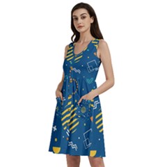 Flat Design Geometric Shapes Background Sleeveless Dress With Pocket by Grandong