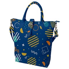 Flat Design Geometric Shapes Background Buckle Top Tote Bag by Grandong