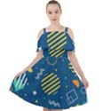 Flat Design Geometric Shapes Background Cut Out Shoulders Chiffon Dress View1