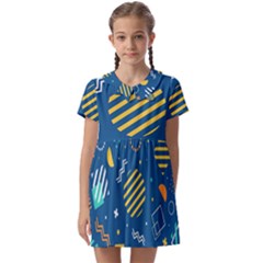 Flat Design Geometric Shapes Background Kids  Asymmetric Collar Dress by Grandong