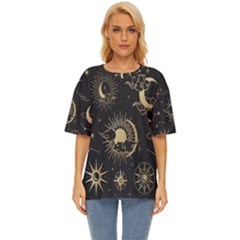 Star Colorful Christmas Abstract Art Oversized Basic T-shirt