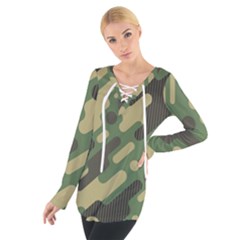 Camouflage Pattern Background Tie Up T-shirt by Grandong