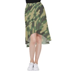 Camouflage Pattern Background Frill Hi Low Chiffon Skirt by Grandong