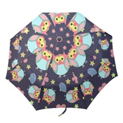 Owl Stars Pattern Background Folding Umbrellas by Grandong