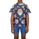 Owl Stars Pattern Background Kids  Short Sleeve Swimwear View1