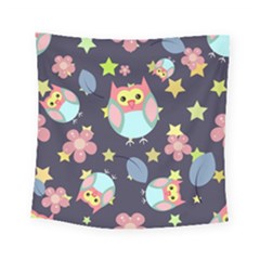 Owl Stars Pattern Background Square Tapestry (small)