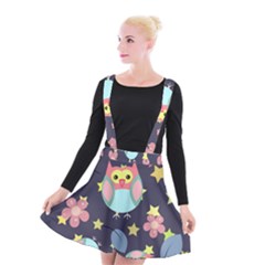 Owl Stars Pattern Background Suspender Skater Skirt by Grandong