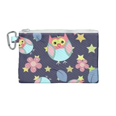 Owl Stars Pattern Background Canvas Cosmetic Bag (medium) by Grandong