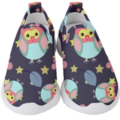 Owl Stars Pattern Background Kids  Slip On Sneakers by Grandong